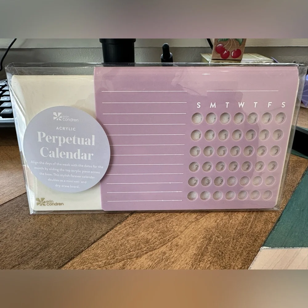 NEW! Erin Condren Acrylic Perpetual Calendar Lilac Cream